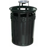 WITT Oakley Collection Decorative Outdoor Waste Receptacle with Ash Urn Top - 40 Gallon, Black